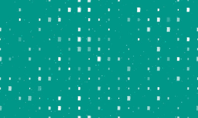 Seamless background pattern of evenly spaced white kettle symbols of different sizes and opacity. Vector illustration on teal background with stars