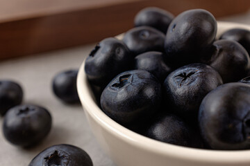 Small, round, sour and sweet blueberries