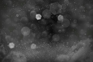 pretty brilliant glitter lights defocused bokeh abstract background and falling snow flakes fly, festal mockup texture with blank space for your content
