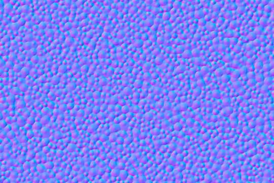 Normal map seamless texture of styrofoam balls or bubbles. Bump mapping of polystyrene foam pattern. Styrene or polythene pearl micro polymer for 3d shaders and materials
