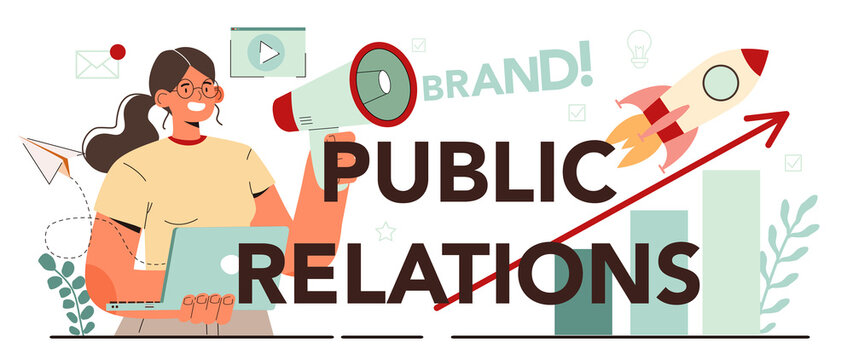 Public Relations Typographic Header. Specialist Developing Commercial