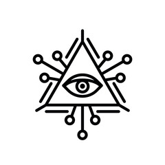 Eye of Providence or All seeing eye line icon symbol. Religion, spirituality and occultism sign. Editable stroke. Vector illustration
