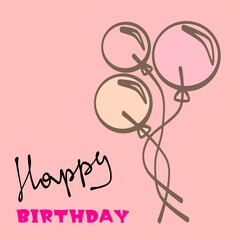 Happy Birthday. Greeting card with the image of balloons
