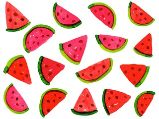 スイカの水彩パターン
