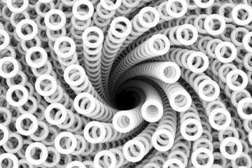 Black and white hole rings abstract background 3D render illustration