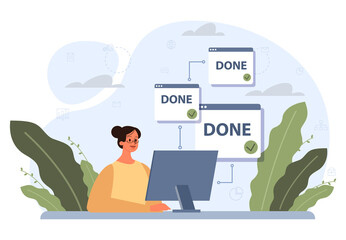 Multitasking concept. Effective and successful office worker