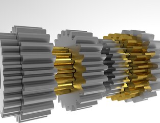 Gearbox gear block. The gears are hardly exposed.