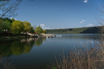 Beautiful view to Dnister river in Chernivtsy region, Ukraine