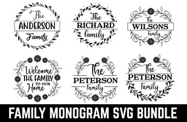 Family Monogram SVG Bundle Cut File