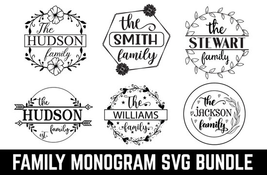 Family Monogram SVG Bundle Cut File