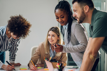Multiracial business team on a meeting in a modern bright office