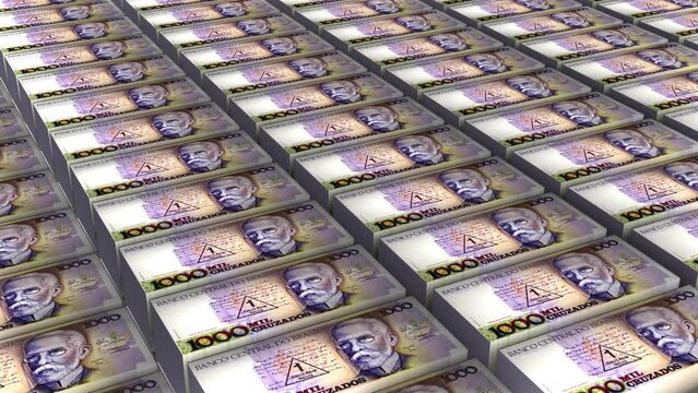 3D Animation of 1000 Brazil Cruzeiros Banknotes Money Stack Seamless Loop