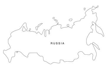 Line art Russia map. continuous line europe map. vector illustration. single outline.