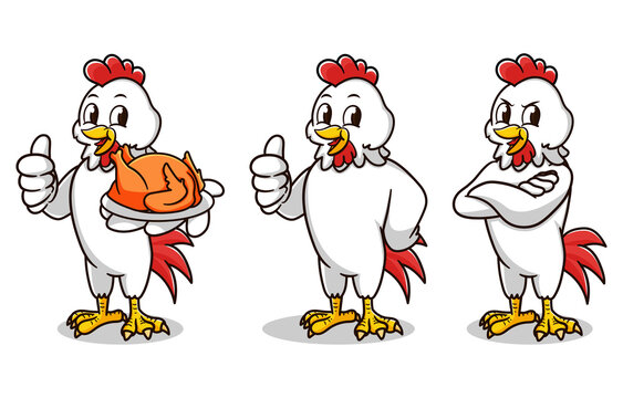 Set of chicken mascot