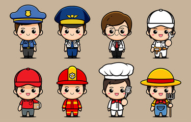 Design of a collection of characters from various professions