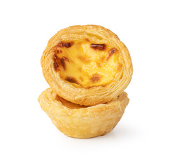 Egg tart isolated on white background with Clipping Path.