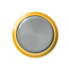 Realistic matte gray button. Metal circle Ui component. Vector illustration for your design.