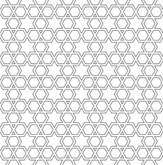 Seamless geometric ornament based on traditional islamic art. Black and white.