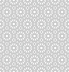 Seamless geometric ornament based on traditional islamic art. Black and white.
