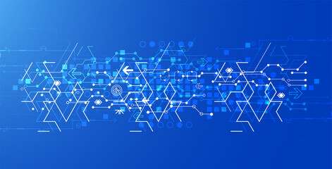 Abstract background on technological and scientific topics. Various techno details with using digital code. Vector format.