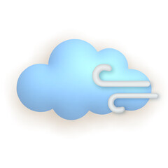 Cloud and wind. Cute weather realistic icon. 3d cartoon.
