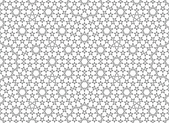 Seamless geometric ornament based on traditional islamic art. Black and white.