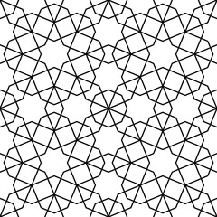 Seamless geometric ornament based on traditional islamic art. Black and white.