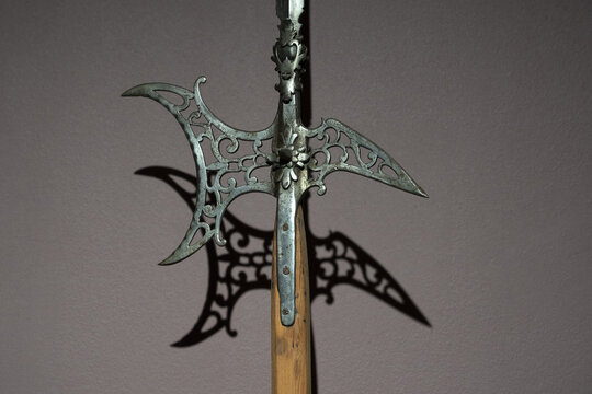 medieval iron halberd spear