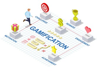 Gamification idea concept 3d vector info graphic