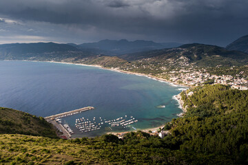 Breathtaking aerial view of Palinuro, Cilento, Campania with its crystal clear sea