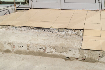 repair of tiles on the porch