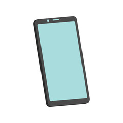 3d smartphone with blue screen in minimal cartoon style