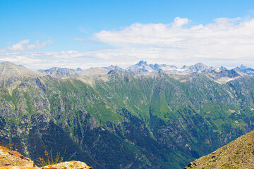 The Caucasus Mountains. Mountain peaks in summer.