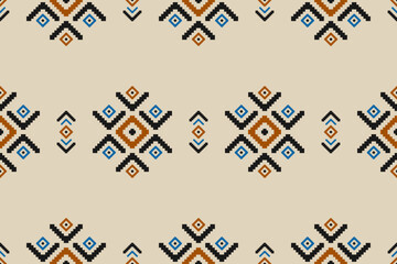 Ikat ethnic seamless pattern in tribal. American, mexican style. Design for background, wallpaper, vector illustration, fabric, clothing, carpet, textile, batik, embroidery.