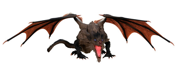 3D Rendering Fairy Tale Dragon on White