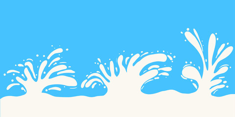Fototapeta na wymiar Fresh milk crown splash icon. White dairy product flowing. Flat vector illustration for banner, package, website advertising