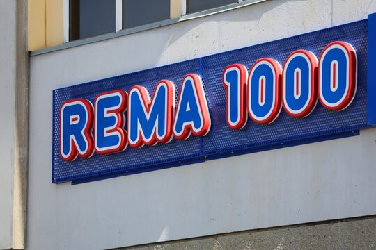 HAUGESUND, NORWAY - JULY 22, 2020: Rema 1000 supermarket in Haugesund, Norway. Rema 1000 is part of Reitan Group, retail and real estate with 3,852 stores in Europe.