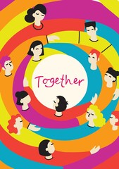 Naklejka premium Flat illustration of a group containing inclusive and diversified people all together without any difference.