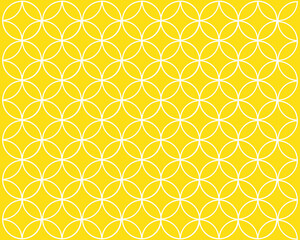 Vector image Flower of Life sacred geometry, symbol healing and balance on yellow background