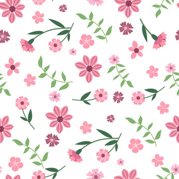 seamless pattern, vector image of flowers and leaves. elegant pastel colors 