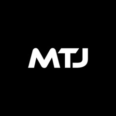 MTJ letter logo design with black background in illustrator, vector logo modern alphabet font overlap style. calligraphy designs for logo, Poster, Invitation, etc.
