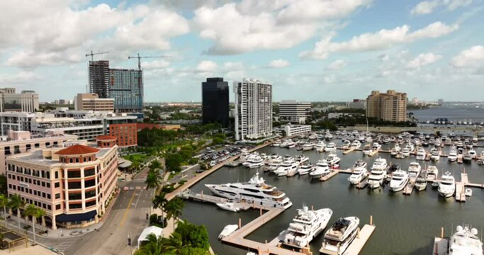 Aerial video Downtown West Palm Beach Florida 5k