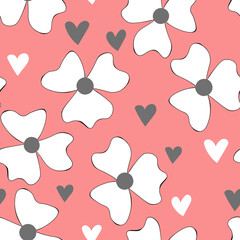 Seamless floral pattern based on traditional folk art ornaments. Colorful flowers on color background. Scandinavian style. Sweden nordic style. Vector illustration. Simple minimalistic pattern