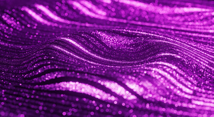Fototapeta na wymiar Luxury futuristic glittering blurred violet wave ripples. Satin art shiny Christmas abstract design presentation 3D background decoration template.