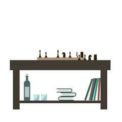 Minimalist Interior. Flat Room Furniture Interior Simple Graphic Design. Home Decor Interior Concept. 