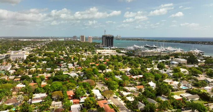 Beautiful aerial footage of West Palm Beach residential neighborhoods