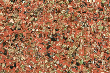 Texture, walls decorated with shells