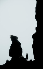 Silhouette of a mountain and a man

