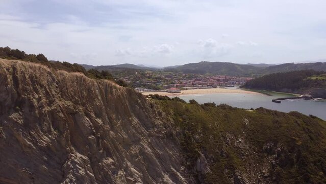 aerial view of the coastal town of Gorliz in the Basque country, Spain