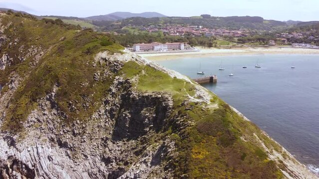 aerial view of the coastal town of Gorliz in the Basque country, Spain